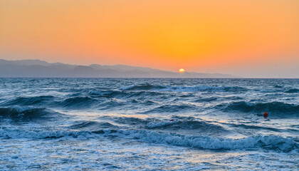 Sunset over the Mediterranean Sea island of Cyprus