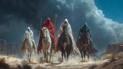 The Four Horsemen of the Apocalypse, Biblical Illustration from the Book of Revelation
