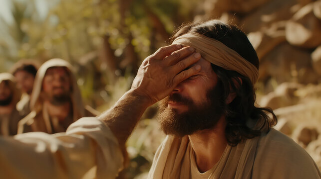 Jesus Christ Heals A Blind Man In A Powerful Biblical Scene
