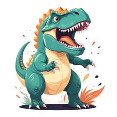 Fototapeta premium Cartoon roaring Tyrannosaurus rex. Illustration vector. 