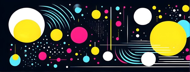 Obraz premium minimalist illustration featuring abstract shapes in neon colors to convey fun and ease