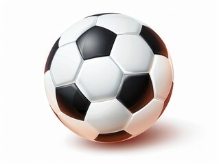Fototapeta premium Realistic soccer ball on white background, 3D vector style.