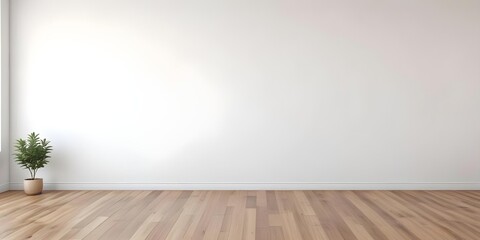 Empty room with white wall and wooden floor.