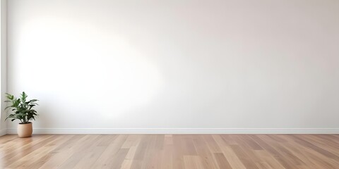 Empty room with white wall and wooden floor.