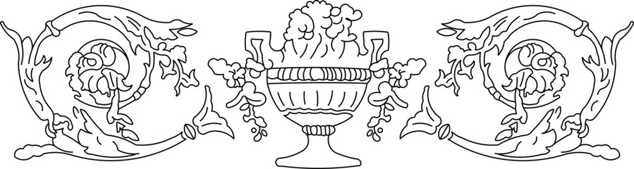 Vector sketch illustration silhouette design ornate ornament painting of the holy grail old classic vintage ethnic