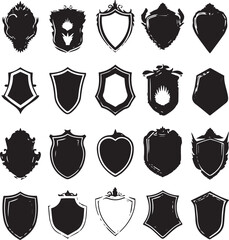 Badge patch   Flat Black Silhouette Vector Art Bundle