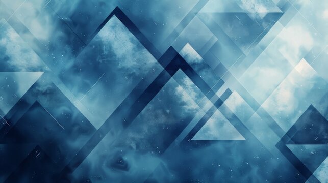 Abstract Blue Geometric Background with Watercolor Effect