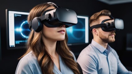 Employees are testing VR equipment to enhance workplace processes, exploring virtual reality's potential for productivity and innovation