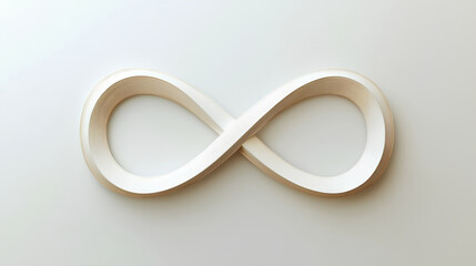 A simple white infinity symbol made of wood,