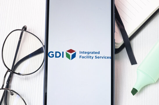 New York, USA - 1 August 2024: GDI Integrated Facility Services Logo on Phone Screen, Company Icon on Display