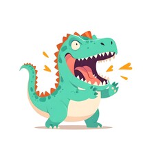 Fototapeta premium Cartoon roaring Tyrannosaurus rex. Illustration vector. 