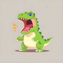 Obraz premium Cartoon roaring Tyrannosaurus rex. Illustration vector. 
