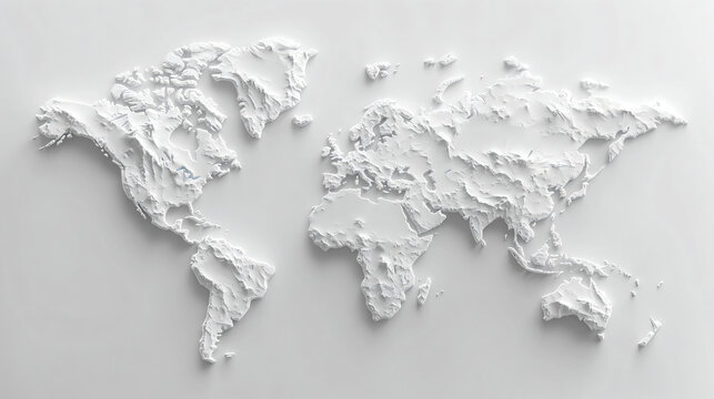 Fototapeta 3D White World Map.