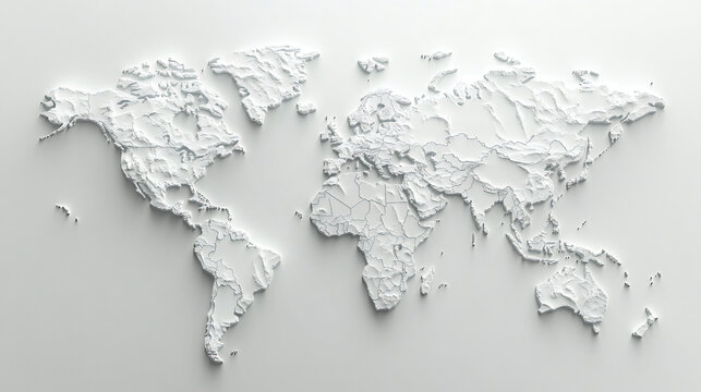 Fototapeta 3D World Map with Country Borders.