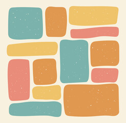 Set of pastel organic rectangle shape. Brown abstract background. Textbox in doodle and hand drawn style.