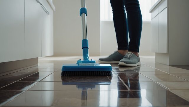 A team of cleaners performs a deep cleaning of an apartment, vacuuming and mopping floors to ensure a spotless living space
