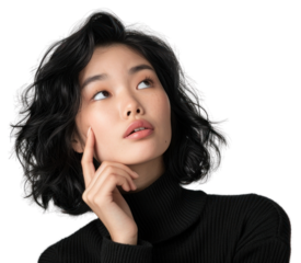 PNG Thoughtful woman with short hair