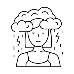 unhappy person stress headache line icon vector. unhappy person stress headache sign. isolated contour symbol black illustration