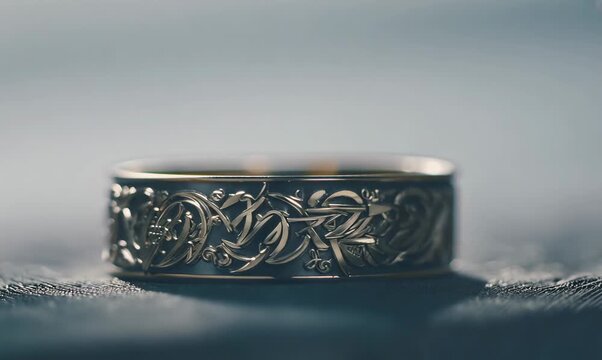 Intricate Signet Ring Macro Close-Up
