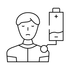 tired person stress headache line icon vector. tired person stress headache sign. isolated contour symbol black illustration