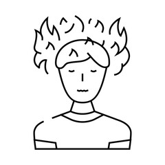 angry person stress headache line icon vector. angry person stress headache sign. isolated contour symbol black illustration