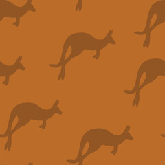 Seamless pattern with Kangaroo silhouette on color background. Vector illustration for card design, poster, fabric, textile. Pray for Australia and animals
