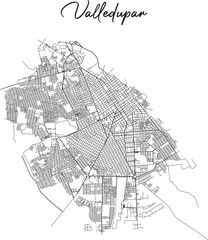 Naklejka premium Plano urbano de Valledupar, Colombia.