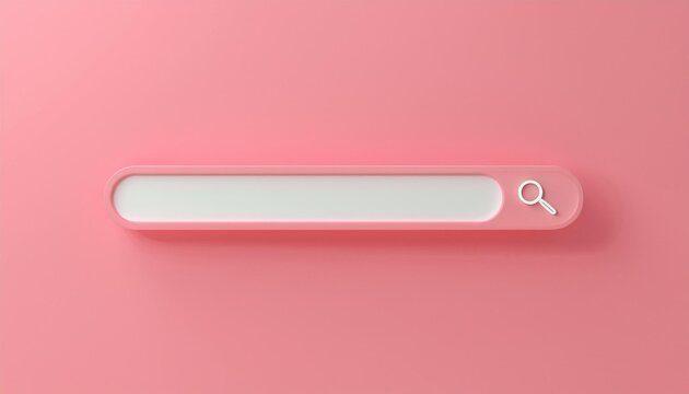 Stylish pink search bar on a pastel background, ideal for web design projects, modern interfaces, and digital applications.