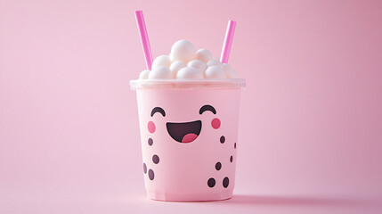 a cup of bubble tea made of paper