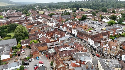 Obraz premium Dorking town centre Surrey England drone,aerial
