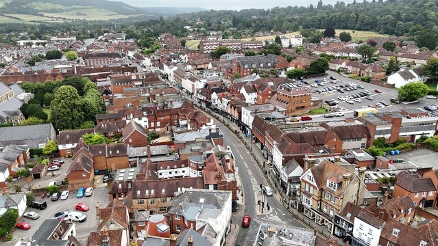  Dorking town  centre Surrey England drone,aerial