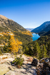 Autumn landscape in Aiguestortes and Sant Maurici National Park, Spain