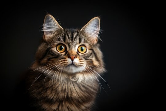 Whiskered grace: portrait of majestic long-haired cat