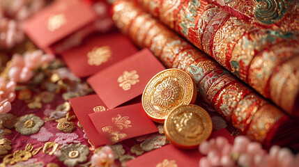 A close-up of traditional Chinese New Year decoration