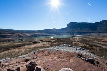 Lack water Sau Reservoir. The swamp is at very low water levels due to lack of rain....