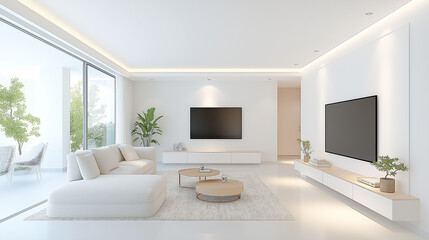 Fototapeta premium Cream white, modern style, minimalist style, refreshing and clean space,