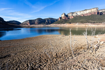 Lack water Sau Reservoir. The swamp is at very low water levels due to lack of rain....