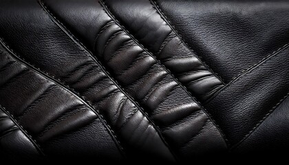 Fototapeta premium Luxurious Black Leather Texture Close-Up