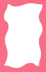 Wavy border frame. Scalloped rectangle fun shape. Hand drawn kids box for picture and photo. Cartoon doodle abstract color template with wiggle edge. Curvy Y2K decoration.