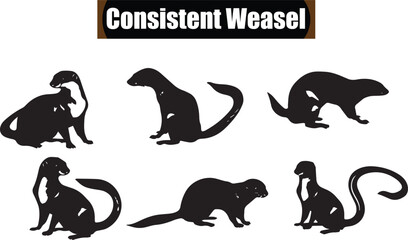 Fototapeta premium Weasel Abstract Silhouette Vector Graphics Pack