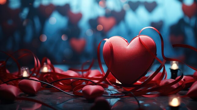 Background National Heart Month, which features heart-shaped stethoscopes adorned with red ribbons, banners, posters, social media content, cards and more.  