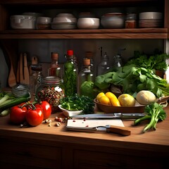 Kitchen Counter with fresh ingredients