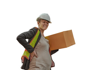 Pregnant female employee worker  or engineer  working control loading container box from cargo  .