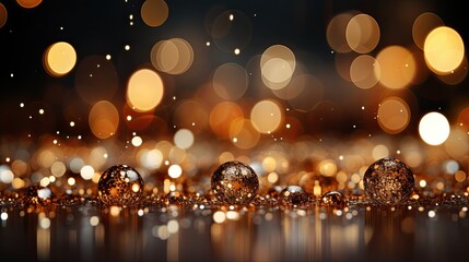 background of abstract glitter lights. gold and black. de focused. banner 