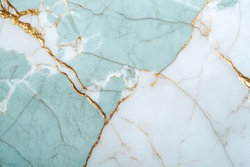 Elegant marble texture featuring a mix of green and white hues with striking gold veins, perfect for design projects.