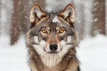 Obraz premium Majestic wolf in snowy gaze