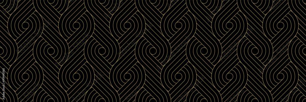 Poster luxury black background pattern seamless geometric gold line circle abstract design vector. christma
