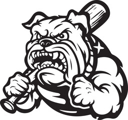 Bulldog with Baseball Bat Stylized Vector Illustration