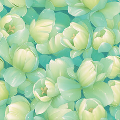 アニメ風の緑のチューリップのテクスチャパターン
