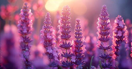 Obraz premium Pink Flowers in the Sunlight